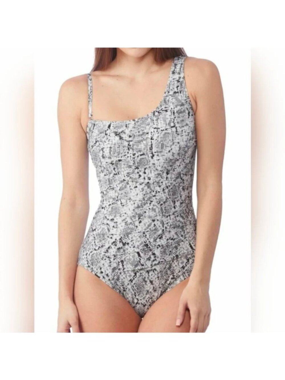Calvin Klein Viper One Shoulder Starburst 1 Pc Snakeskin Print Swimsuit 14